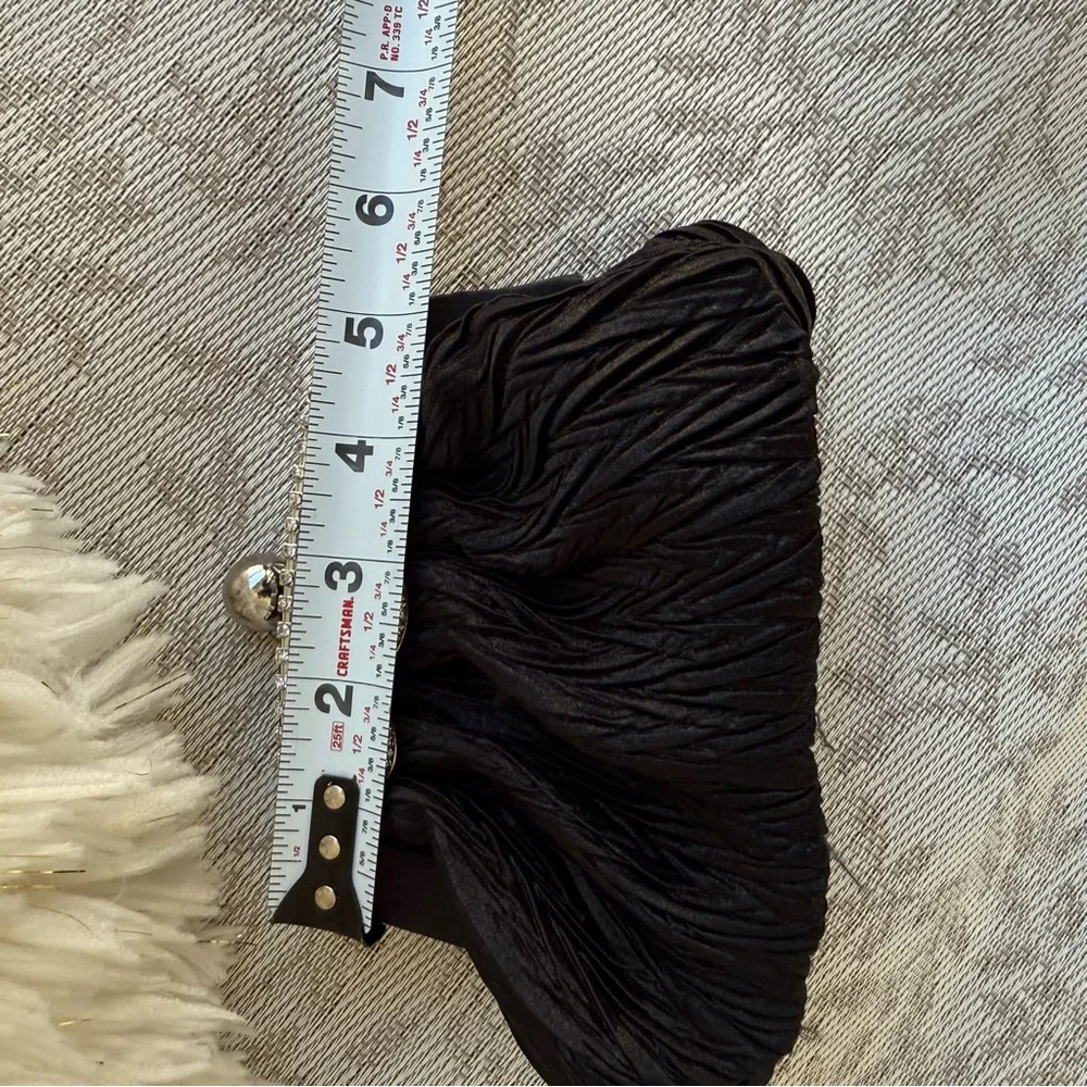 Charming‎ Charlie Chic Black Evening Chunky Clutch Rhinestone Silver Accents EUC